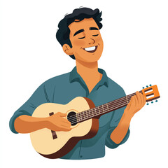 Obraz premium Man Playing Acoustic Guitar