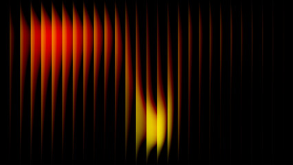 Golden Glow Stripe Background, Luminous wavy reeded glass vector texture on dark ideal for branding layouts and templates