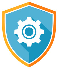 Fototapeta premium Shield with Gear Symbol Representing Security and Protection in Technology and Industry