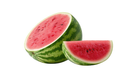 Juicy sliced watermelon with vibrant red flesh and black seeds