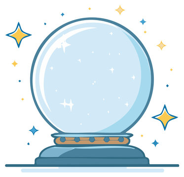 An illustrated magical crystal ball with sparkling stars for psychic readings and predicting the future