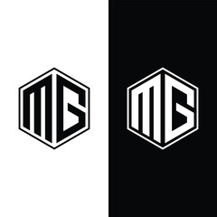 Letter MG initial hexagon monogram logo design Stock Vector And Vector Art.