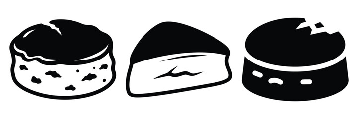 scone fresh minimal food icon set, black color and white background