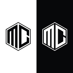 Letter MC hexagon monogram logo design Stock Vector And Vector Art.