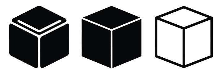 sugar cube minimal food icon set, black color and white background