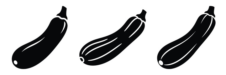 zucchini fresh minimal food icon set, black color and white background