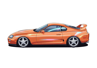 Obraz premium Orange Sports Car Side View Illustration on White.