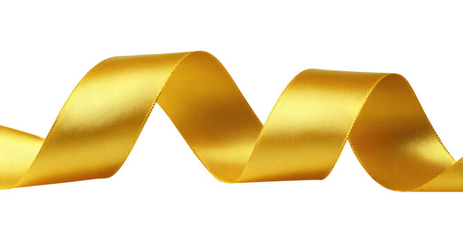 A gleaming, flowing golden ribbon against a dark, void background