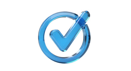 Blue glass checkmark icon