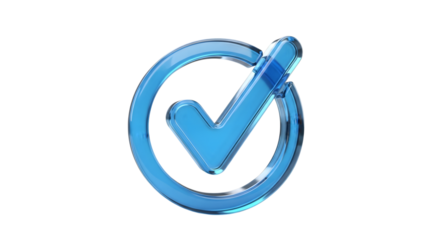 Blue glass checkmark icon