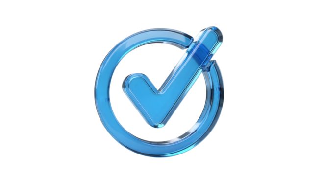 Blue glass checkmark icon