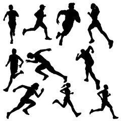 Running silhouette collection illustration 