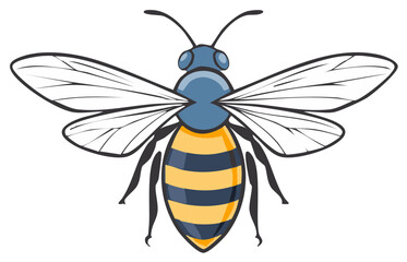 Fototapeta premium Illustrated bee graphic in cartoon style, with detailed wings