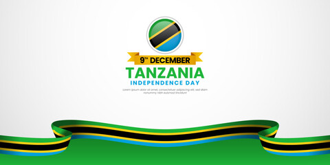 Tanzania independence day banner background 9th december design element with waving ribbon flag