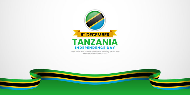 Tanzania independence day banner background 9th december design element with waving ribbon flag