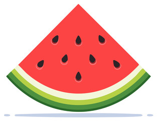 Refreshing Juicy Watermelon Slice with Black Seeds and Green Rind