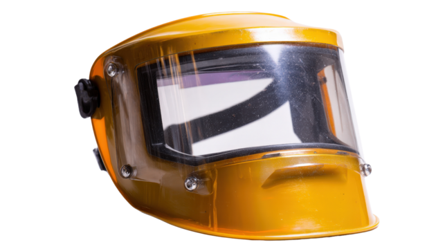 Welding mask with clear protective lens cover background isolated on a Transparent background, PNG file.