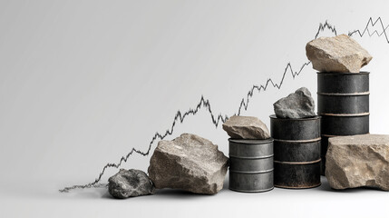 Oil barrel rug rock raw mineral crude oil petroleum natural resource.