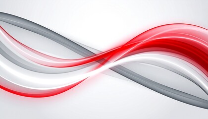 Abstract red, white, and gray flowing waves on a light background, dynamic modern design element for presentations, websites, and creative projects.