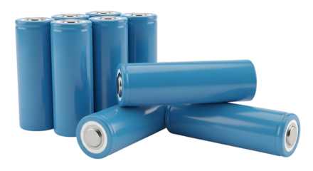 Stack of blue cylindrical batteries