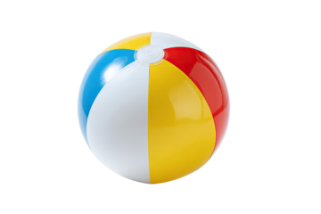 A brightly colored, inflatable sphere, commonly used for recreational activities