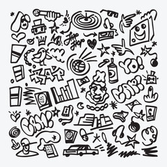 Hand Drawn Rap Vector Icons