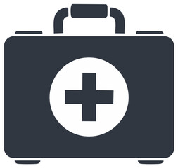 Fototapeta premium First aid kit icon featuring medical cross emblem, healthcare and emergency case