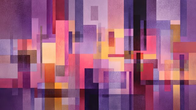 Abstract geometric artwork with pink purple and gold rectangles modern minimal art background for creative design posters branding and contemporary interior wall decor - Powered by Adobe