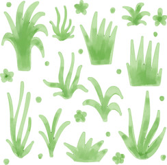 watercolor style green leaf branch floral bush sprout clover seamless pattern on white background