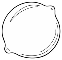 Contour Drawing of a Juicy Yellow Lemon in Simple Bold Lines, Isolated on White, Natural, Simple, Healthy