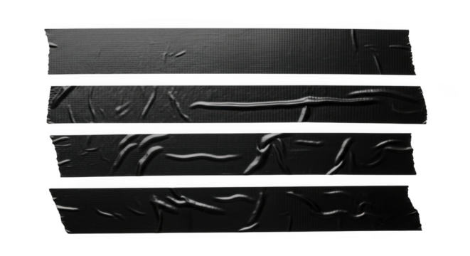 Four dark chocolate bars with textured surfaces isolated on transparent background