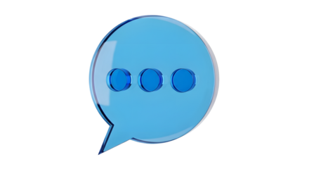 Blue speech bubble with three dots inside, representing a conversation or thinking process