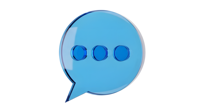 Blue speech bubble with three dots inside, representing a conversation or thinking process - Powered by Adobe