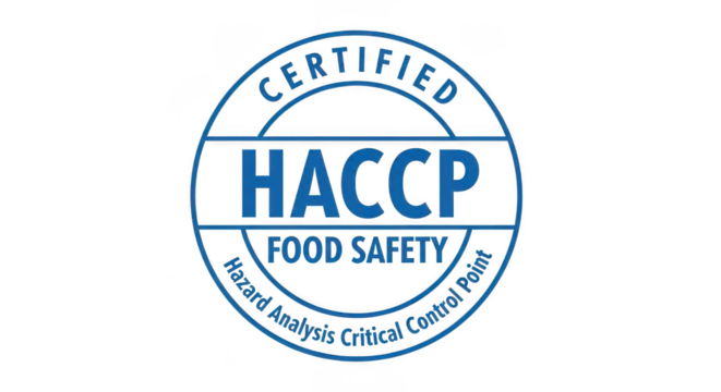 Blue haccp certified food safety hazard analysis critical control point logo isolated on transparent background
