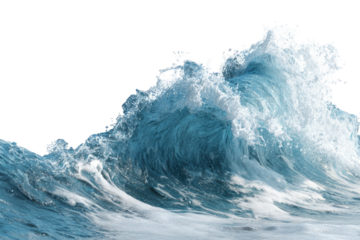 A cresting, translucent ocean wave in motion, curling over and crashing towards the viewer