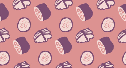 Sushi rolls seamless pattern for Asian restaurant design, menu decoration, packaging, and branding