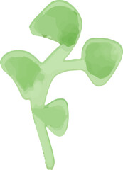 watercolor style green leaf branch floral bush sprout clover seamless pattern on white background