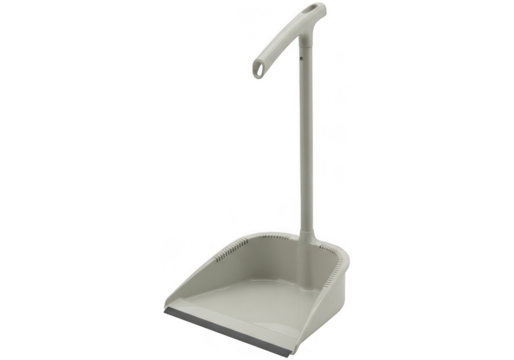 White dustpan and brush set isolated on transparent background