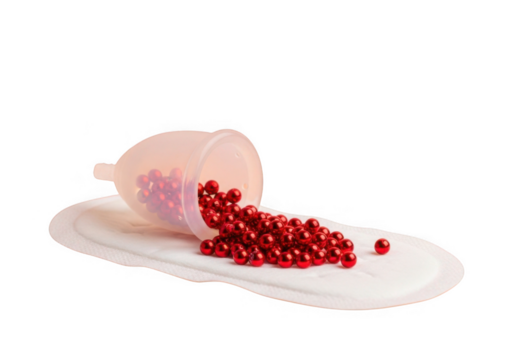Pomegranate seeds spill from cup isolated on transparent background