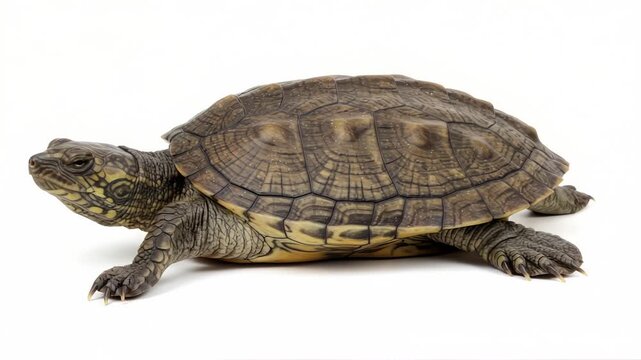 Animated Turtle Parade: A Charming Collection of Reptilian Wonders on a Seamless White Background