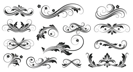 Decorative Flourishes and Elegant Swirls A Collection of Ornate Design Elements in Vector Format