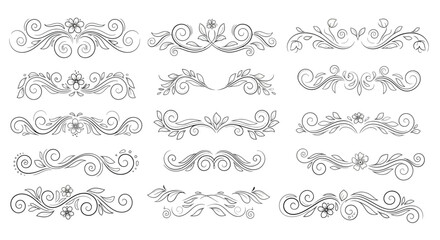 Elegant Floral Divider Collection Decorative Ornamental Elements for Design Projects and Invitations