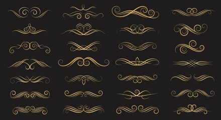 Elegant Gold Swirls and Flourishes A Collection of Decorative Design Elements for Various Projects