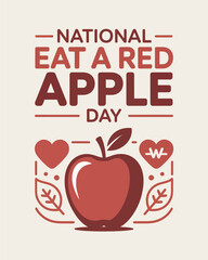 National Eat a Red Apple Day with Heart and Health Symbols