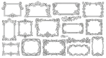 Collection of Elegant Decorative Frames and Borders for Design and Artistic Enhancement Elements