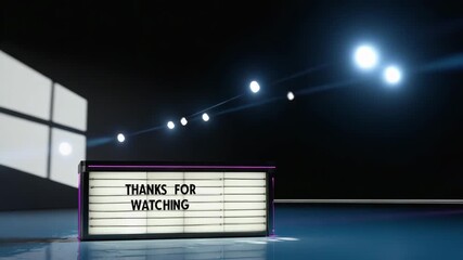 Thanks for watching end screen animation with bright lighting and a modern design, perfect for outro sequences and video marketing campaigns