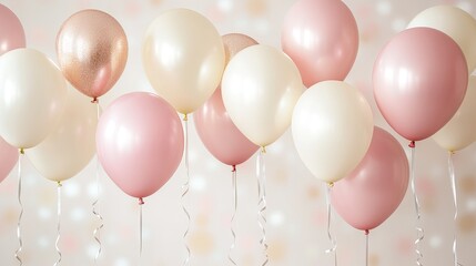 Pastel helium balloons in pink white and beige for celebration decor