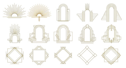 Art Deco Architectural Elements Elegant Designs Featuring Arches, Frames, and Geometric Forms in Gold