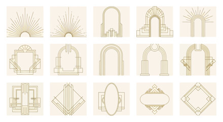 Art Deco Frame and Archway Design Elements for Elegant Decoration and Vintage Aesthetic