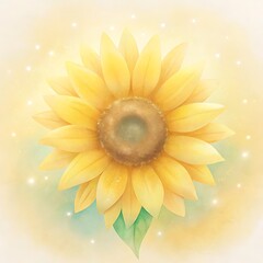 Bright sunflower with warm glowing light
